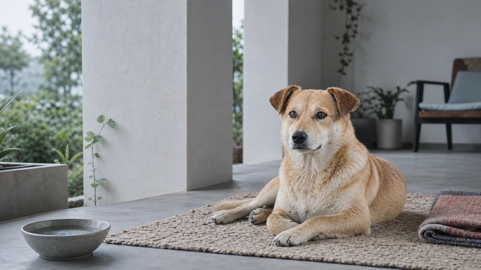Atmospheric concept of a dog resting in a calm home